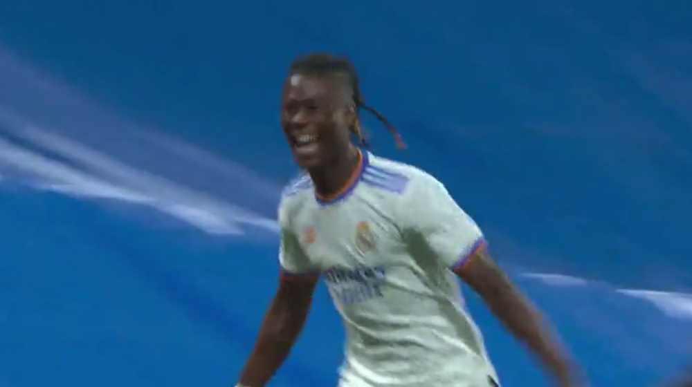 Camavinga estreou com gol pelo Real Madrid. Captura/MovistarLaLiga
