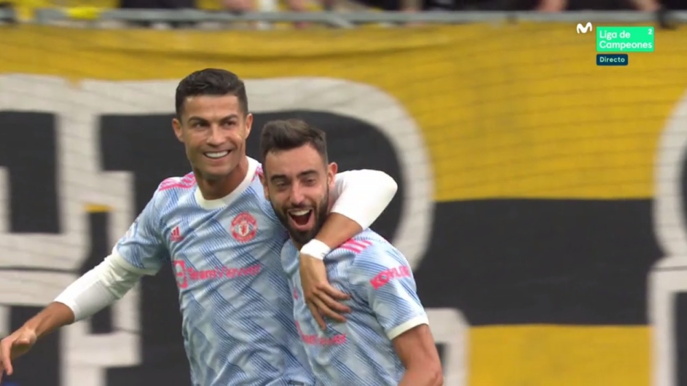 CR7 abriu o placar dessa Champions. Captura/MovistarLigadeCampeones