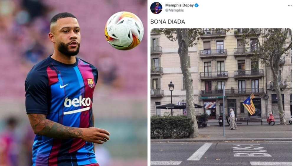 Depay e um descuido que gerou polêmica. EFE/Twitter/Memphis