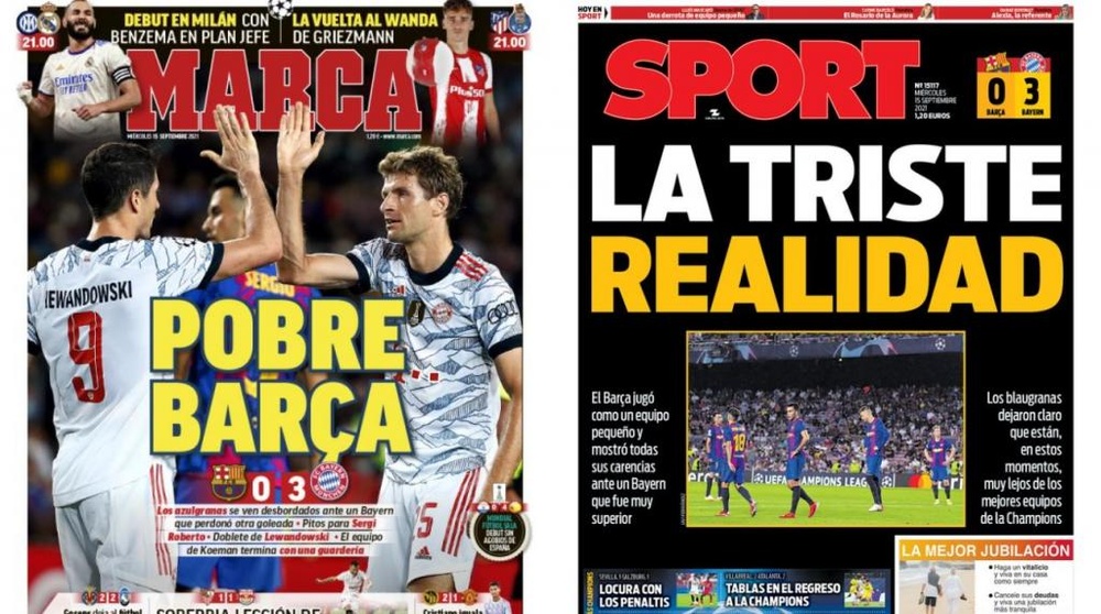 Capas da imprensa desportiva 15 de setembro 2021.Marca/Sport