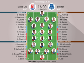 As escalações de Stoke e Everton para este jogo. BeSoccer