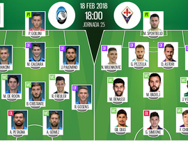 As escalações de Atalanta e Fiorentina para este jogo. Besoccer