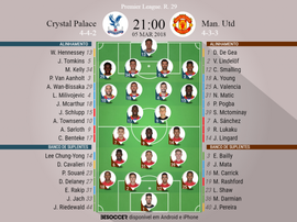 As escalações de Palace e United para este jogo. BeSoccer