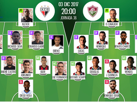 As escalações de Atl. GO e Fluminense para este jogo. BeSoccer