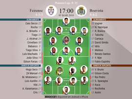 Os onzes de Feirense e Boavista para este jogo. BeSoccer