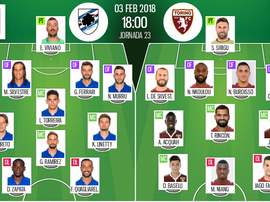 As escalações de Sampdoria e Torino para este jogo. BeSoccer