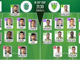 As escolhas iniciais de Sporting CP e Tondela, para este jogo da Liga NOS. BeSoccer