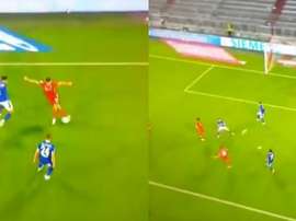 Lewandowski asistió a Müller para el 6-0... ¡de rabona! Captura/MovistarLigaDeCampeones
