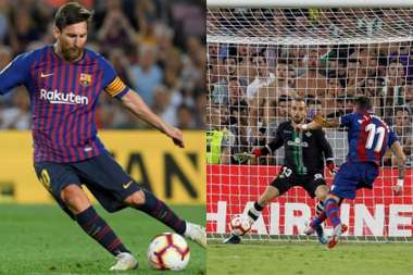 A la izquierda, Leo Messi; a la derecha, José Luis Morales. EFE/AFP