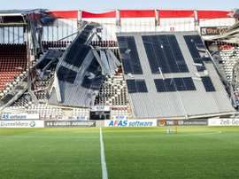 La partie du stade endommagée. AFP