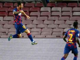 Lionel Messi helped Barca book a last eight spot v Napoli. AFP