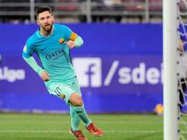 Lionel Messi célèbre son but contre Eibar au stade Ipurua. AFP