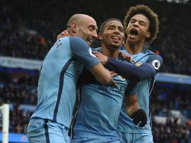 O atacante voltou a marcar e o Man. City bateu o WBA por 3-1. AFP