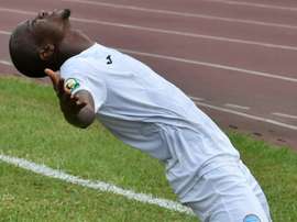 Victor Mbaoma celebrates an Enyimba goal in a 2020 CAF Confederation Cup match. AFP