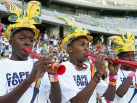 The Vuvuzela orchestra performs during an Ajax Cape Town match on January 23, 2010