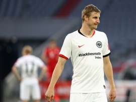 Frankfurt wore a Black Lives Matter logo on their shirts. AFP