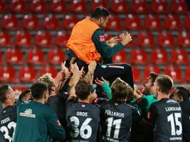 Claudio Pizarro was unable to come on as Bremen stayed up on away goals. AFP