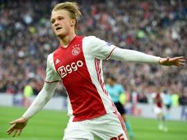 Kasper Dolberg stars for Ajax at the age of 19. AFP