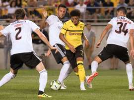 Jadon Sancho took his tally to a goal and 5 assists in 6 Bundesliga matches. AFP
