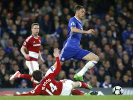 Chelsea fez Middlesbrough 'descer' e fica a um triunfo do título. AFP