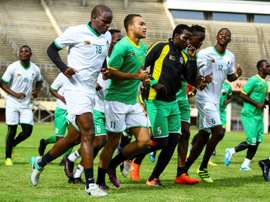 Zimbabwes national football team (The Warriors) players attend a training session at the National Sports Stadium in Harare, on January 6, 2017, ahead of the upcoming 2017 Africa Cup of Nations in Gabon