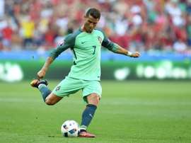 Portugals forward Cristiano Ronaldo kicks the ball during the Euro 2016 match between Hungary and Portugal on June 22, 2016