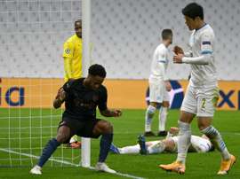 Raheem Sterling scored City's third at the Stade Velodrome. AFP