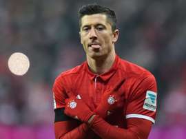 Lewandowski est à égalité avec CR7. AFP