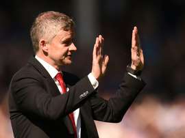 Hands up: Solskjaer's Manchester United were thrashed 4-0 by Everton. AFP