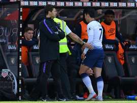 Tottenham's Son Heung-min storms away after being sent off at Bournemouth. AFP
