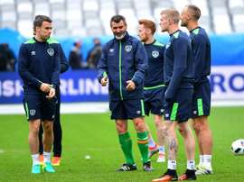 Roy Keane pictured with the Republic of Ireland squad. AFP