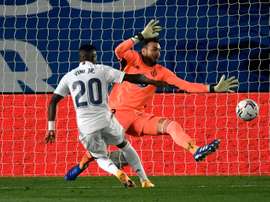 Vinicius scored the only goal of the game for Real Madrid over Valladolid. AFP