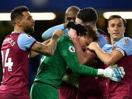 David Martin was in tears after winning and keeping a clean sheet on his West Ham debut. AFP