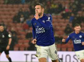 Leicester forward Jamie Vardy scored one of the two goals. AFP