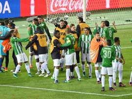 Atletico Nacional players celebrate winning the Club World Cup third-place playoff. AFP