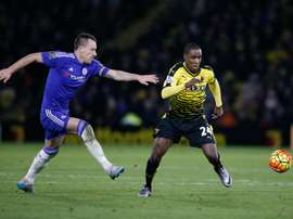 Watfords striker Odion Ighalo (R) takes on Chelseas defender John Terry (L) during the English Premier League football match in Watford, north of London on February 3, 2016