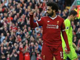 Salah marcou o seu golo 40 esta temporada. AFP