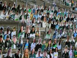 Cardboard cut outs have replaced fans at Gladbach's stadium. AFP