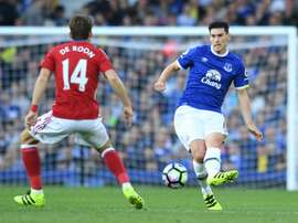 Le milieu de terrain d'Everton Gareth Barry face à Middlesbrough. AFP