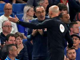 Maurizio Sarri was sent to the stands after venting his anger at a decision. AFP