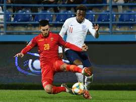 Callum Hudson-Odoi started his first England match aged just 18 against Montenegro. AFP
