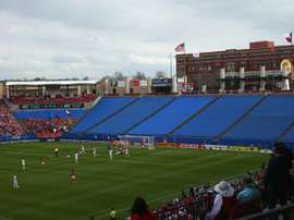 A general view of a Major League Soccer game taking place at Toyota Stadium in Frisco, Texas