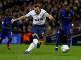 Harry Kane clinched his sides League Cup win over Chelsea. AFP