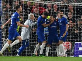 Eden Hazard after scoring the winning penalty. AFP