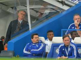 Chelseas manager Jose Mourinho (L) reflects during their English Premier League match against Southampton, at Stamford Bridge in London, on October 3, 2015