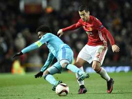 Dutch defender Miquel Nelom up against Manchester United in 2016. AFP