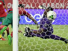 Togo goalkeeper Kossi Agassa concedes a goal during the CAF match against Morocco. AFP