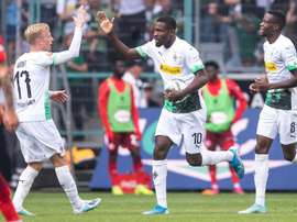 Thuram (C) was the hero for Gladbach against Dusseldorf. AFP