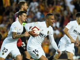 Rodrigo equalised for Valencia with an emphatic finish. AFP