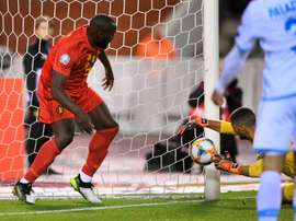 Lukaku scored two goals as he reached the milestone of 50 goals for Belgium. AFP